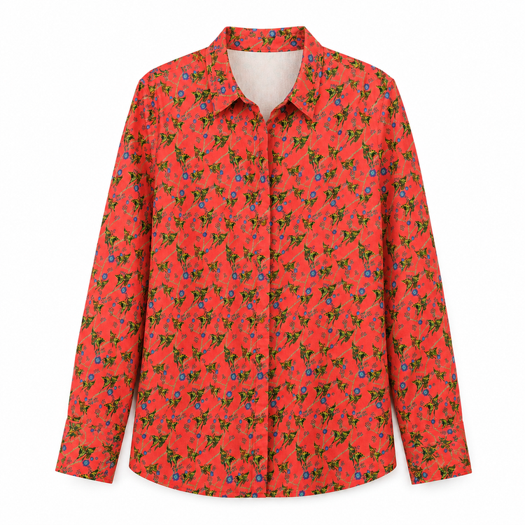 THE PERSIMMON BUTTERFLY SHIRT IN STRETCH COTTON POPLIN