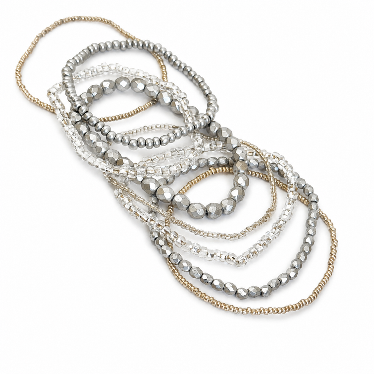 MELANGE STRETCH BRACELET SET SILVER
