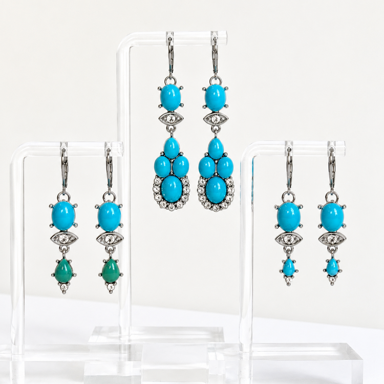 TURQUOISE TALISMAN EARRINGS SILVER