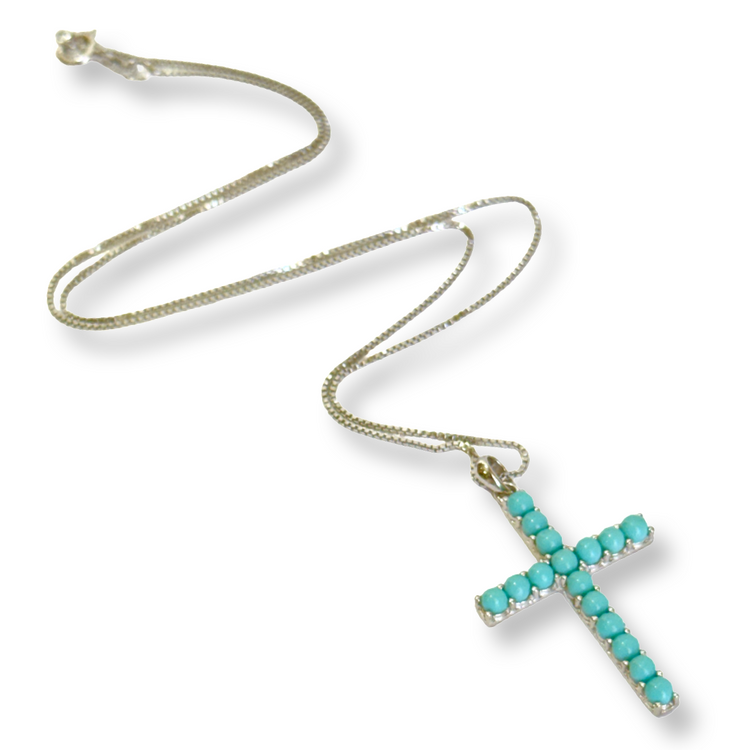 CROSS NECKLACE TURQUOISE OR CORAL