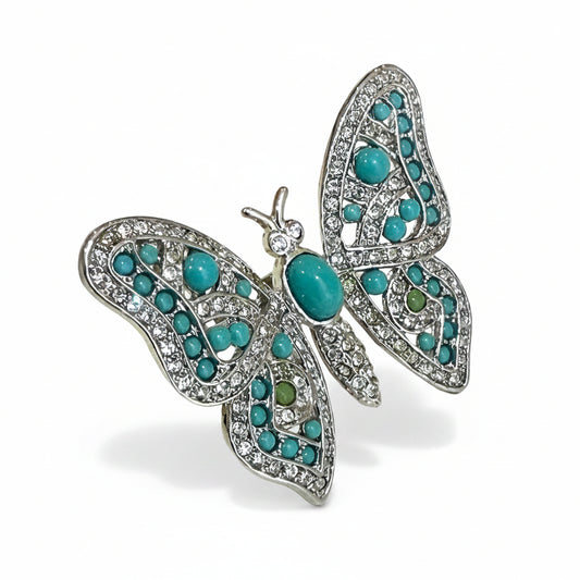 TURQUOISE PAVÉ BUTTERFLY RING