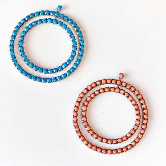 DOUBLE HOOP EARRINGS TURQUOISE OR CORAL