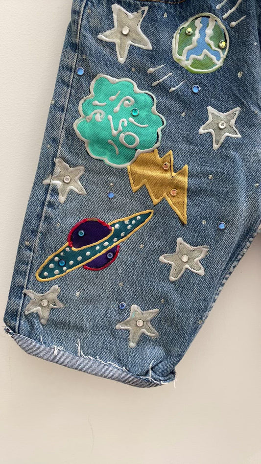 LESLIE HAMEL OUTER SPACE CRYSTAL STUDDED SHORTS