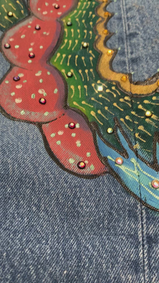 ENTER ZE DRAGON AUSTRIAN CRYSTAL STUDDED JEANS