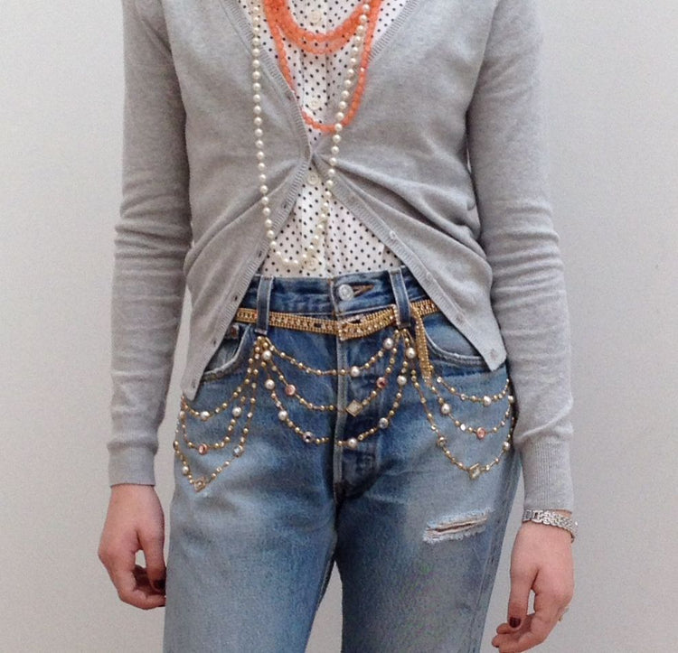 CHANEL CRYSTAL AND PEARL CHAIN JACKET