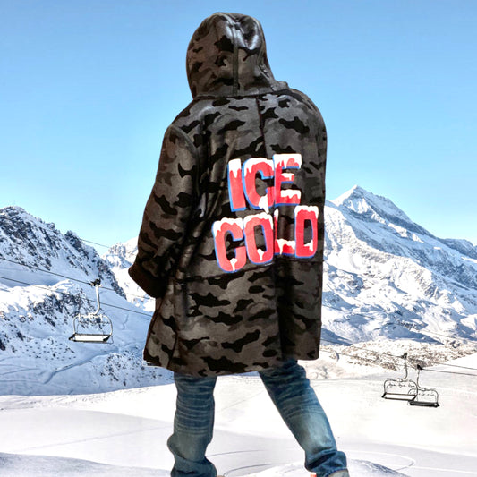 ICE COLD FLEECE LINED HAND PAINTED CAMOUFLAGE COAT