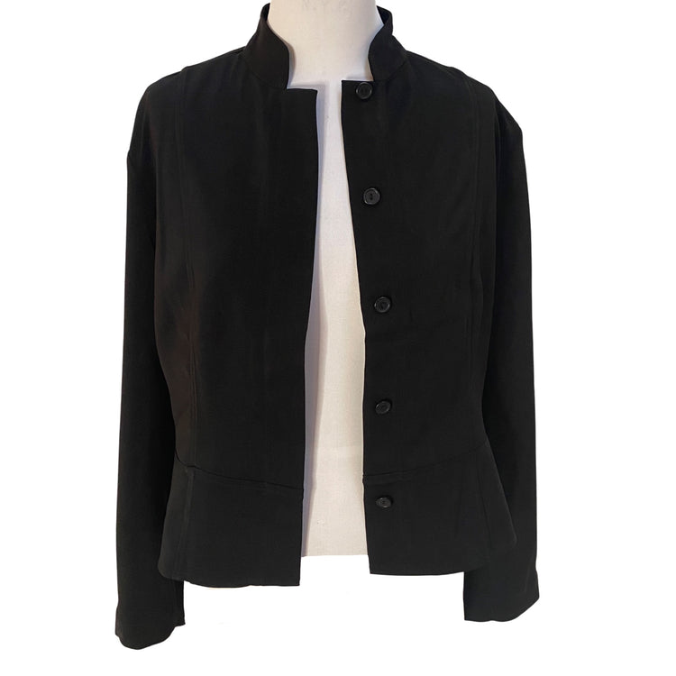 TECHNO FABRIC BANDED COLLAR JACKET W COOL DETAILS