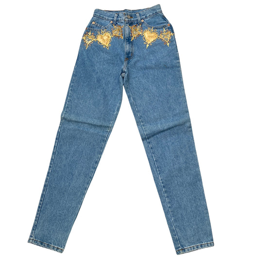 LACE HEART APPLIQUE JEANS