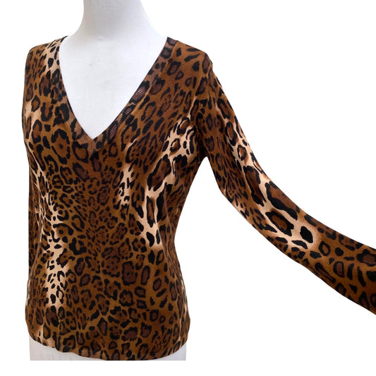 DEEP V NECK ANIMAL PRINT SWEATER