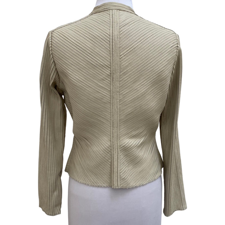 IVORY STRETCH LEATHER LAMBSKIN JACKET FULL ZIP