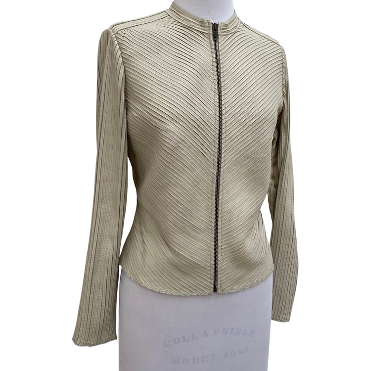 IVORY STRETCH LEATHER LAMBSKIN JACKET FULL ZIP