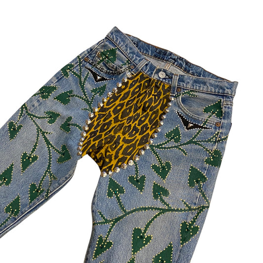 LEOPARD PRINT CRYSTAL STUDDED DELUXE CHAPS JEANS