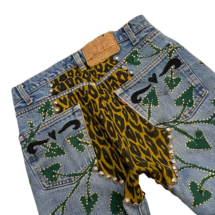 LEOPARD PRINT CRYSTAL STUDDED DELUXE CHAPS JEANS
