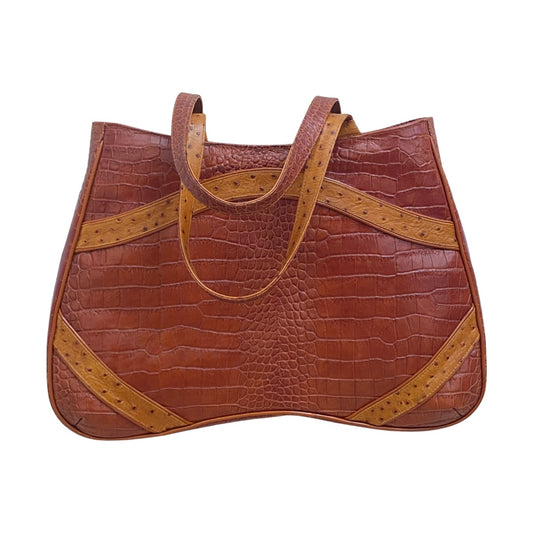 CROCO & OSTRICH LEATHER TOTE BAG