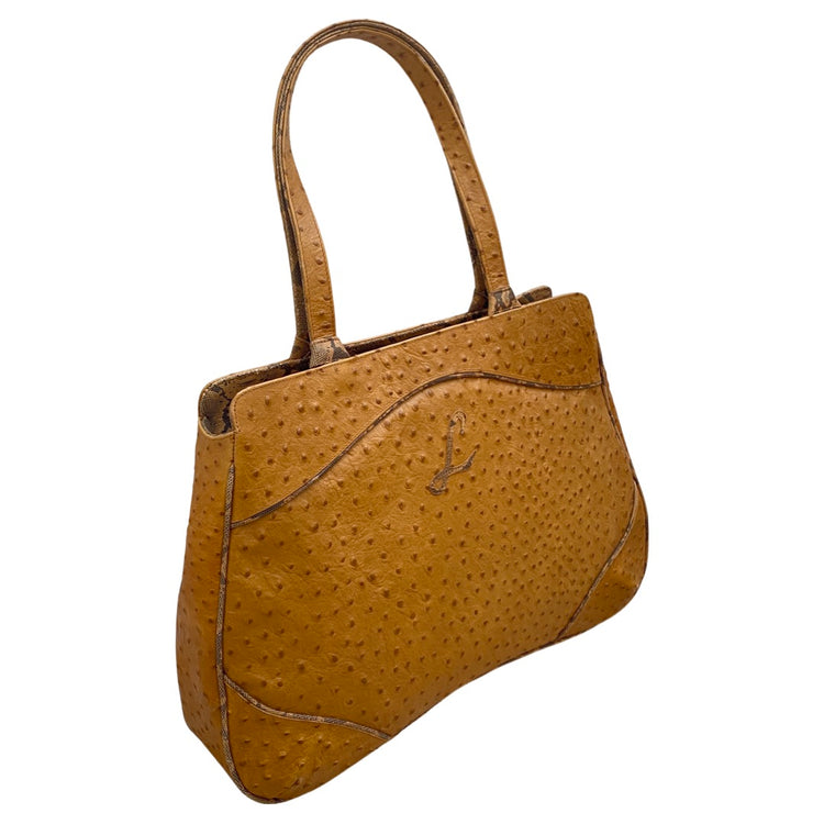 OSTRICH TOTE WITH SNAKESKIN TRIM
