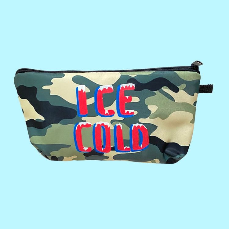ICE COLD HAND PAINTED CAMOUFLAGE ZIPPER CASE