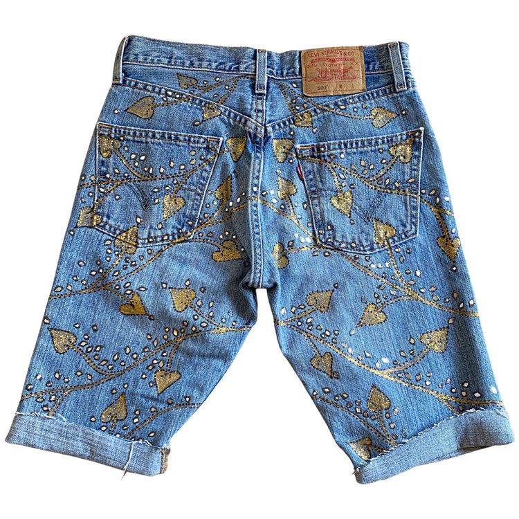 GOLD VINE STAINED GLASS MID LENGTH SHORTS