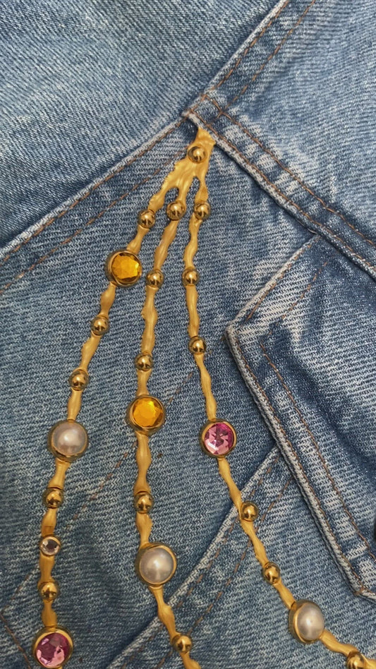 CHANEL CRYSTAL AND PEARL CHAIN JACKET