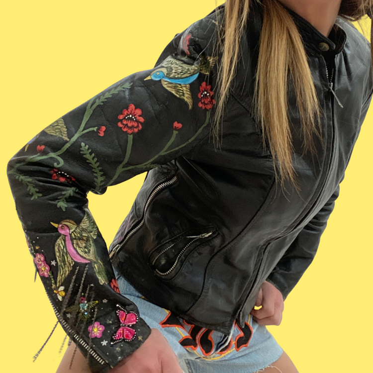 ZE LEATHER BIRDS AND BEES JACKET