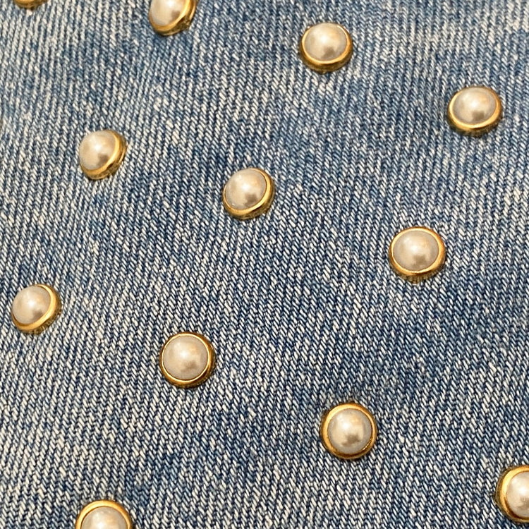 PEARL STUDDED HIGH WAISTED JEANS